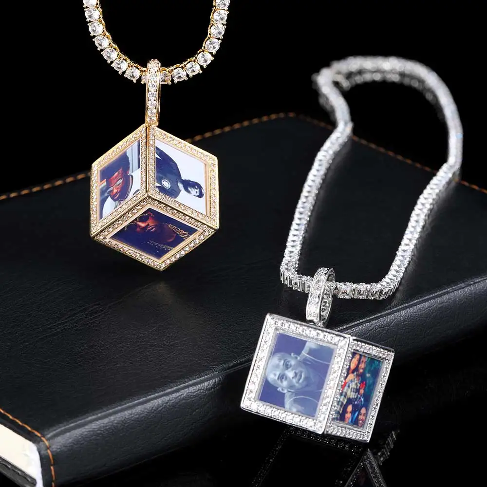 Top Trends: Hip Hop Personalize Pictures Jewelry Custom Memory Six-Side Cube Photo Pendant For Necklace Gifts Shoppable Styles