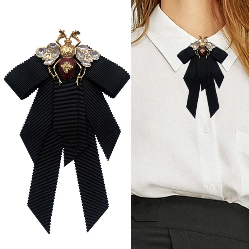 Top Trends: Korean Version Of Retro Black Bee Bow Tie Brooches Fashion Men's And Women's College Style Shirt Accessories Shoppable Styles