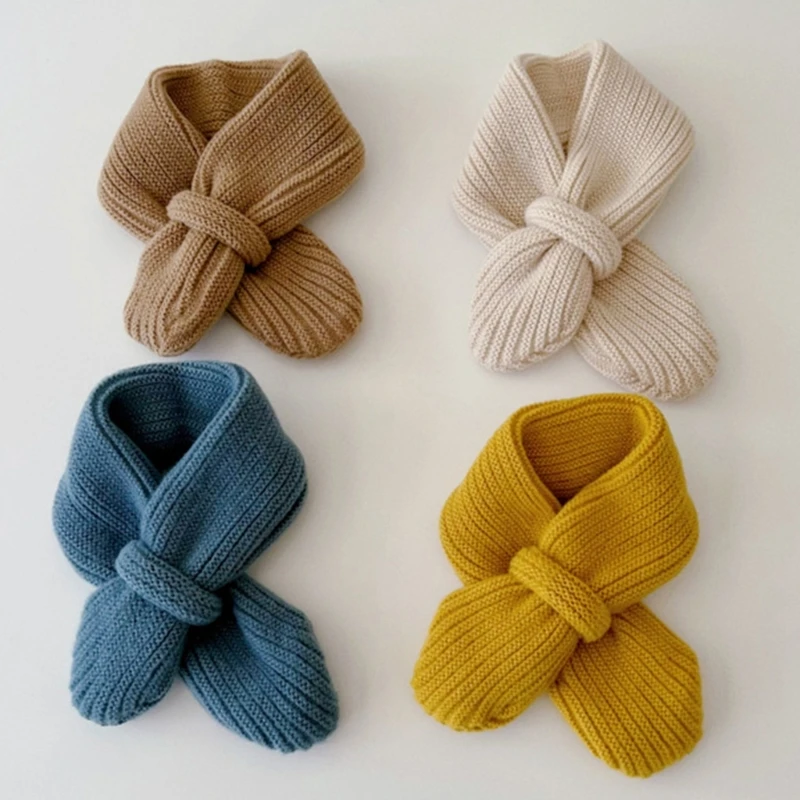 Top Trends: New Simple Solid Colour Baby Scarf Winter Woolen Knitted Kids Neckerchief Baby Boy Girl Warm Cross Muffler Shoppable Styles