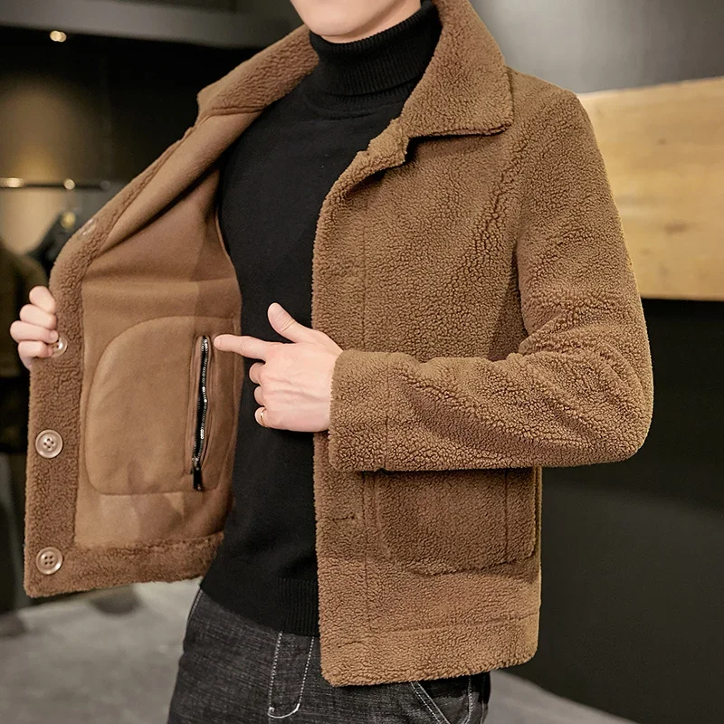 Top Trends: Male 2024 Autumn Winter Jackets Coats Double-sided Cotton Jacket Mens Fashion Plus Velvet Wool Blends Coat Short Style Slim Coat Shoppable Styles