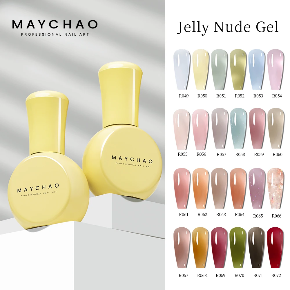 Top Trends: MAYCHAO 10ml Jelly Gel Semi-transparent Nude Gel Nail Polish Top Coat Nail Art Semi Permanent Soak Off UV LED Varnish For Nail Shoppable Styles