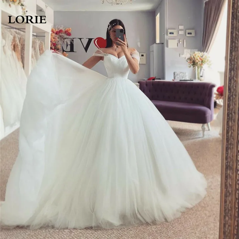 Top Trends: LORIE Simple Ivory Wedding Dresses Off The Shoulder Bride Dress Classic Cap Sleeve Wedding Gowns Shoppable Styles