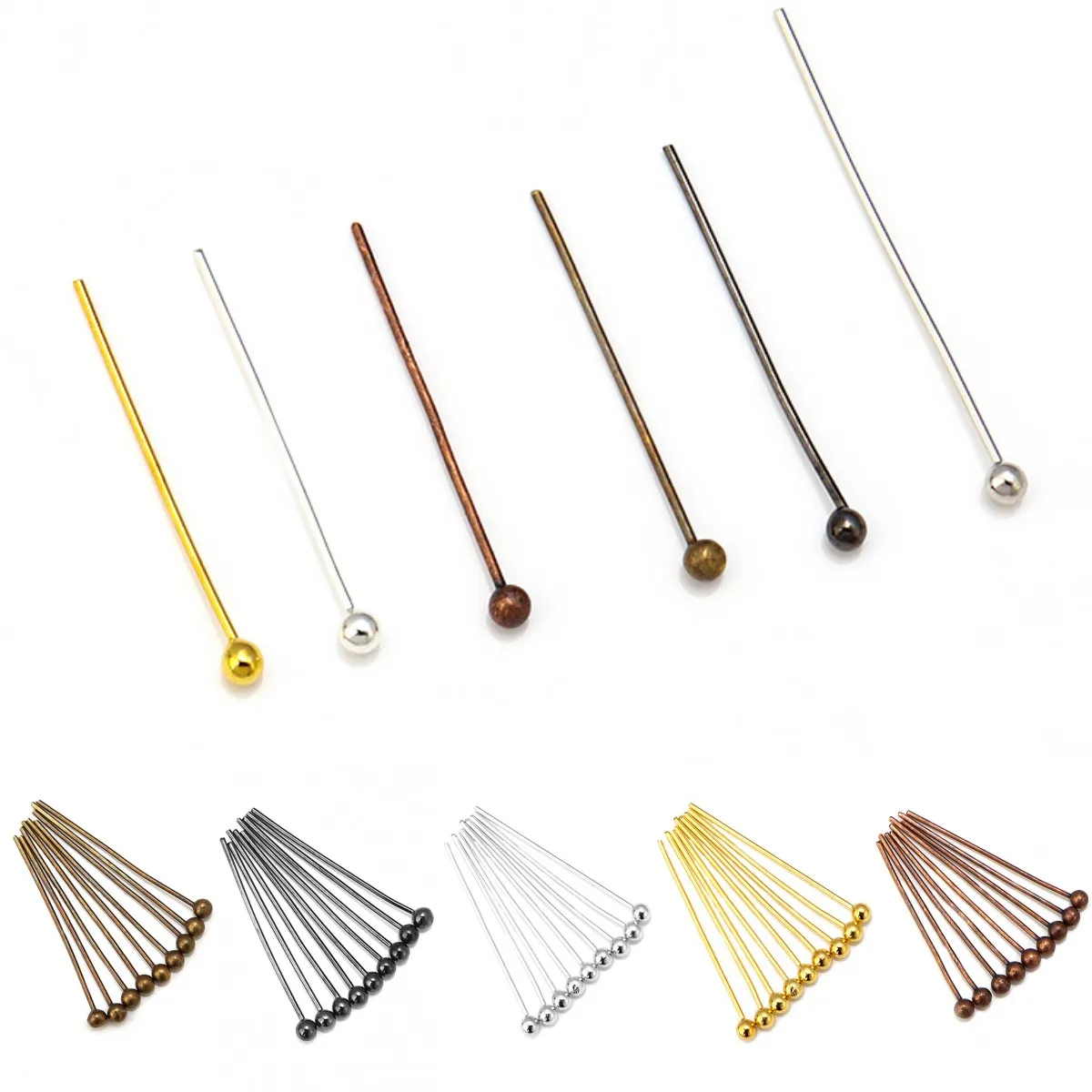 Top Trends: DC 100-200pcs / lot Copper Ball Head Pins Ancient Bronze Gold Silver For Jewelry Making DIY Beading Findings Supplies Dia 0.5mm Shoppable Styles