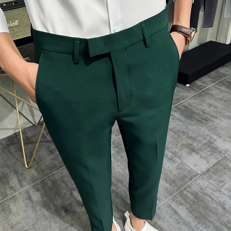 Top Trends: 2023 Men Summer Business Formal Pant Solid Casual Korean Slim Fit Suit Pants Mens Wedding Social Office Trousers Plus Size 29-38 Shoppable Styles