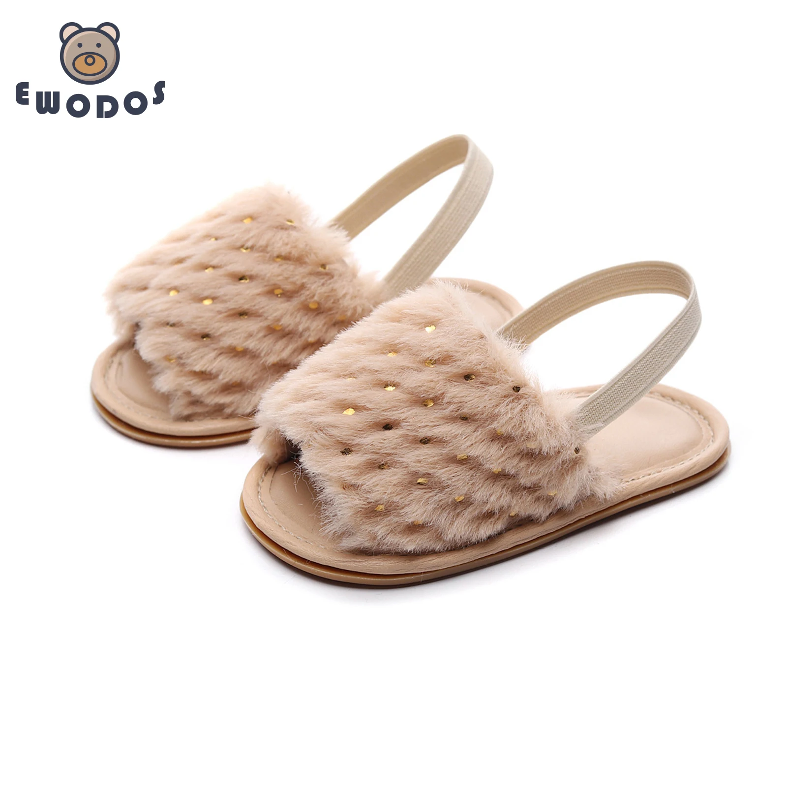 Top Trends: EWODOS Toddler Baby Girls Plush Sandals Summer Gold Dot Open Toe Princess Flats Sandals Walking Shoes For Toddler Newborn Infant Shoppable Styles