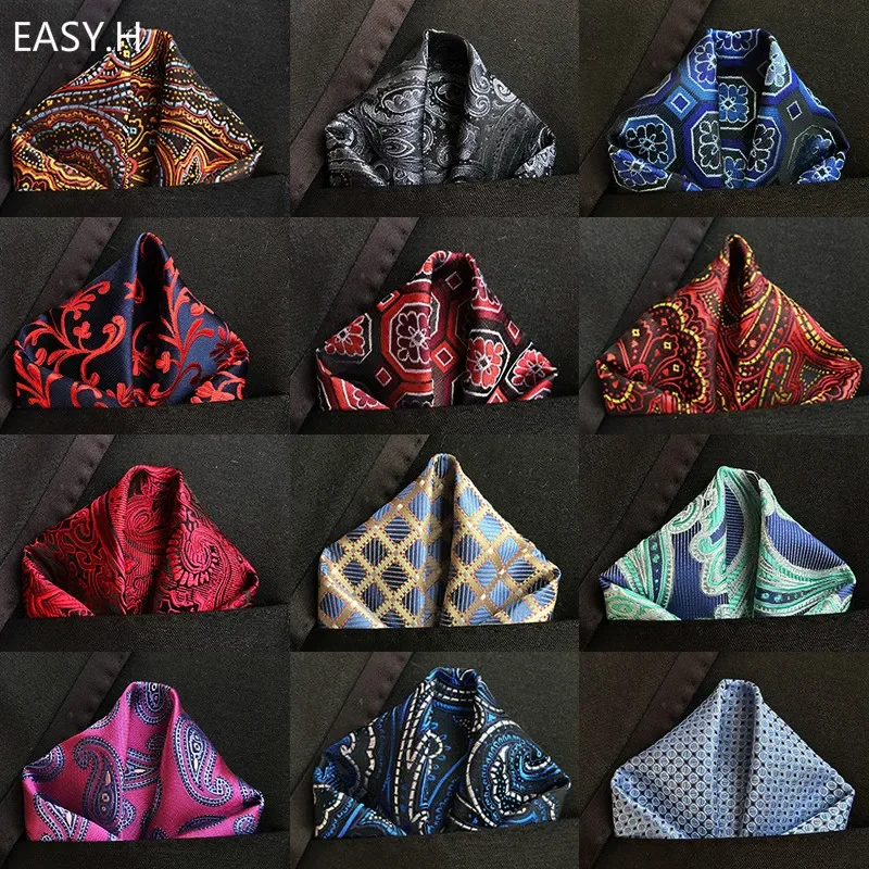 Top Trends: EASY.H Luxury 25*25CM Vintage Floral Paisley Hanky Pocket Square Men Handkerchief For Wedding Party Chest Towel Accessory Shoppable Styles