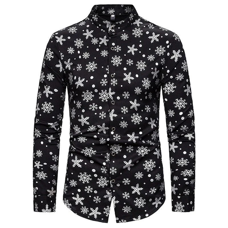 Top Trends: 2023 Christmas Theme Snowflake 3D Printing Men&#039;s Button Up Shirt Men&#039;s Long Sleeve Holiday Party Top New Year Couple Shirt 6XL Shoppable Styles