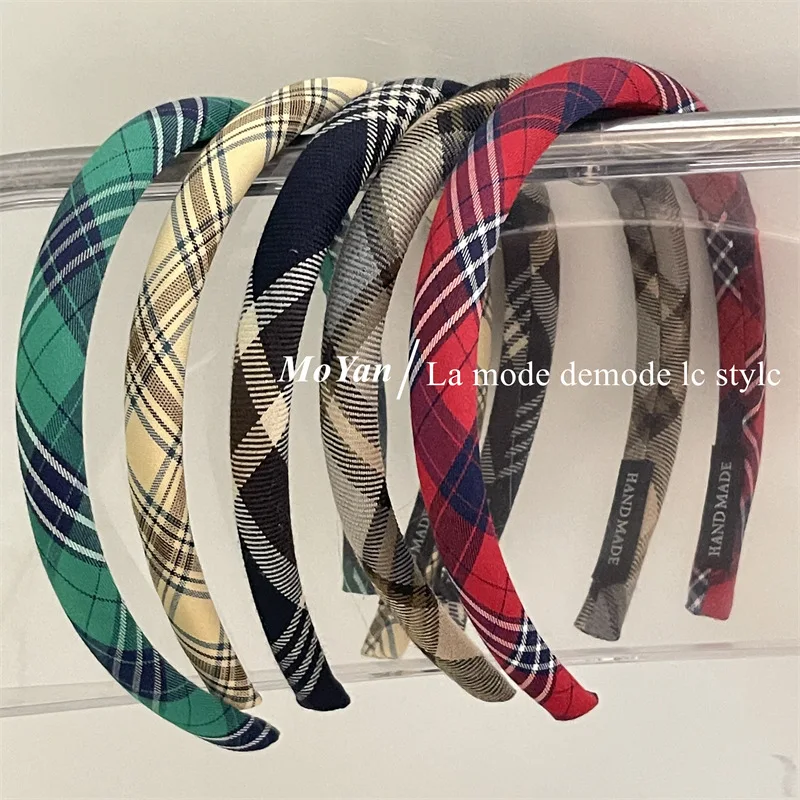 Top Trends: Plaid Hair Bands Academic Style Academic Style Headband Cotton Cloth Hair Hoops For Girls And Women Hair Accessories Shoppable Styles