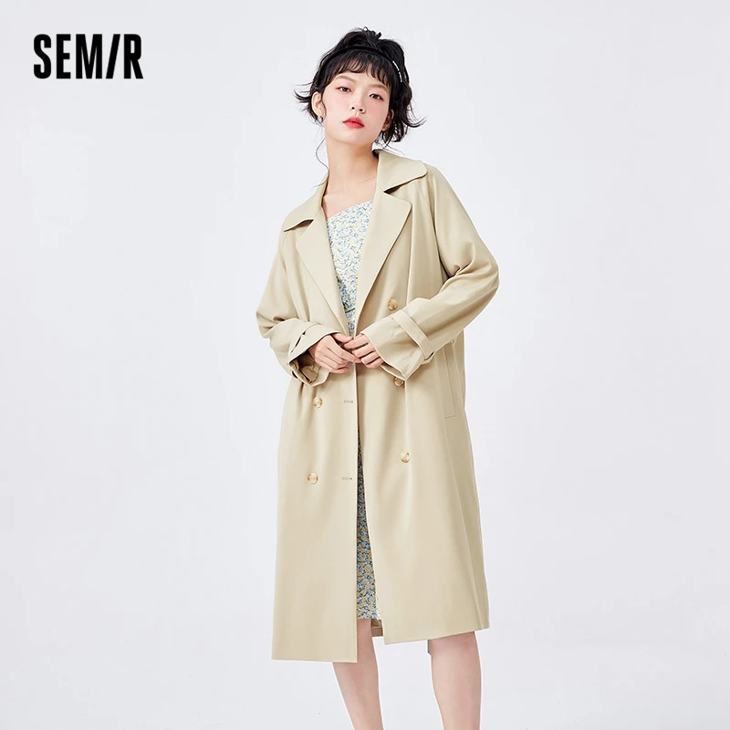 Top Trends: Semir Coat Women Long Solid Color Trench Casual 2022 Spring New Temperament Ladies Suit Collar Windbreaker All-Match Shoppable Styles