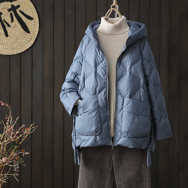 Top Trends: 2023 New Winter Women 90% White Duck Down Jacket Casual Loose Fashion Outwear Hooded Puffer Coat Short Light Warm Parka Shoppable Styles