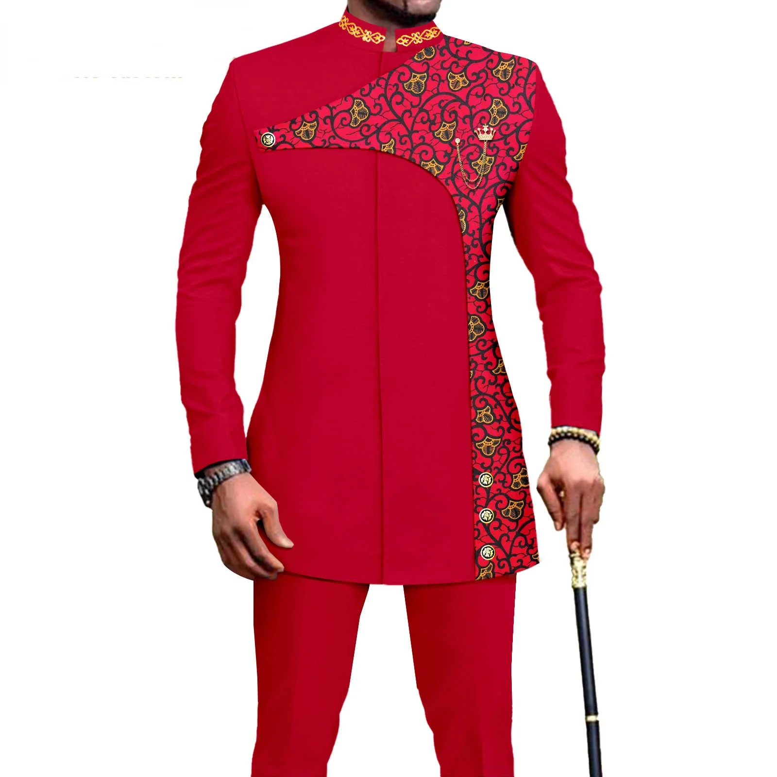 Top Trends: Bazin Riche African Traditional Clothing For Men Zip Shirts And Pants 2 Piece Set Formal Suit For Wedding Evening A2316036 Shoppable Styles - Image 5