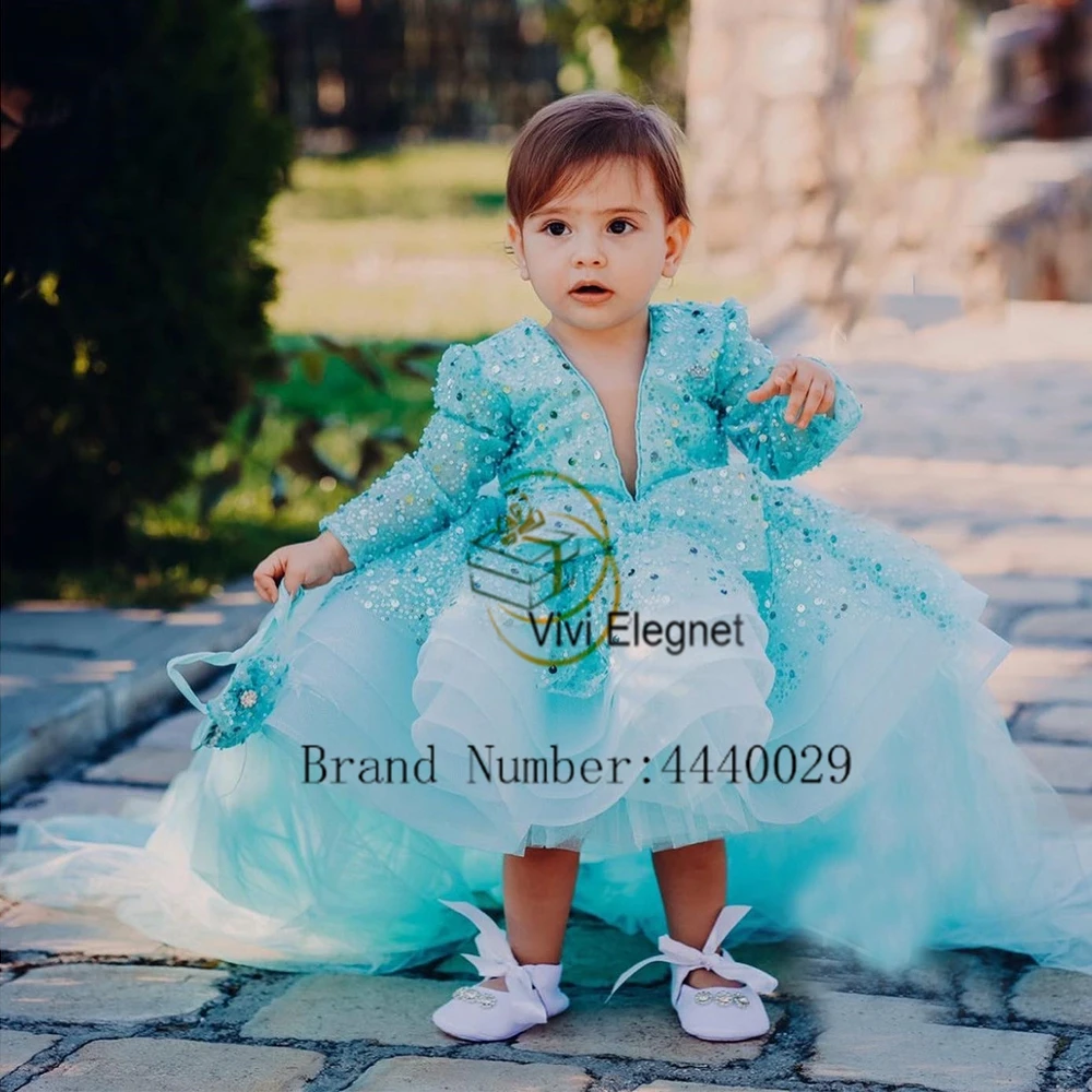 Top Trends: Cute Sequined Flower Girls Dresses For Baby 2023 Full Sleeve Tutu Knee Length Sweep Train Christmas Gowns New Soft Tulle فلور فت Shoppable Styles