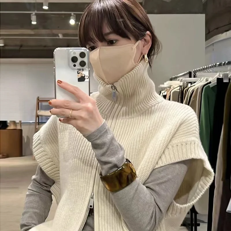 Top Trends: Autumn / Winter New High Neck Women Sweater High Quality Casual Fashion Sleeveless Zipper Undershirt Bottoming Basic Knit Tops Shoppable Styles - Image 6