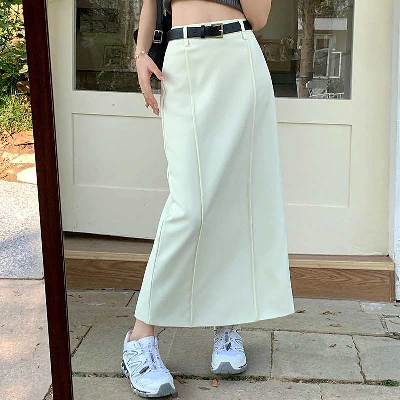 Top Trends: 2023 Spring Summer New Black White Suit Skirts Women Korean High Waist Wrapped Hip One Step Long Skirt With Belt Shoppable Styles