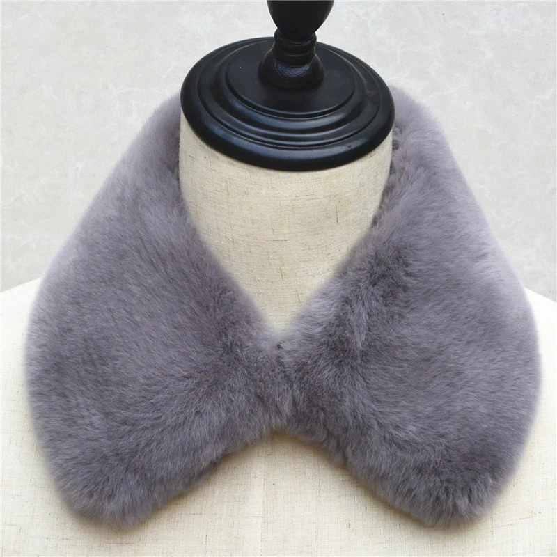 Top Trends: Real Rex Rabbit Fur Collar Women Winter Warm Soft Black Scarves Female Coat Hood Fur Decor Neck Warmer Furry Fur Collar Scarf Shoppable Styles - Image 2