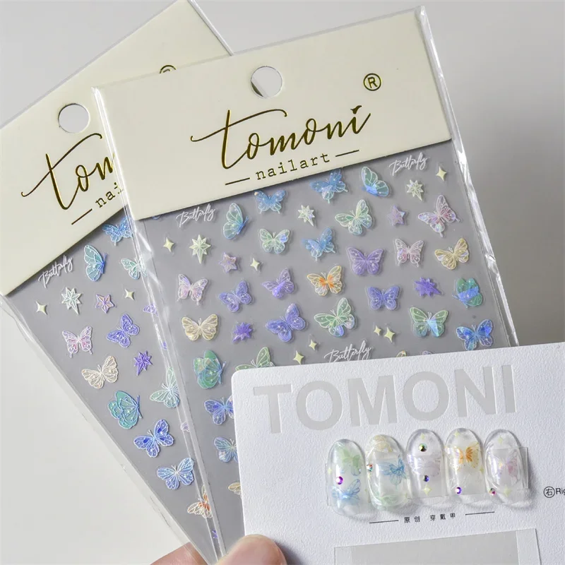 Top Trends: 1PCS Adhesive 5D Nail Stickers Foils Luxury Butterfly Kawaii Love Heart Nail Art Decorations Decals DIY Manicure Supplies Tool Shoppable Styles