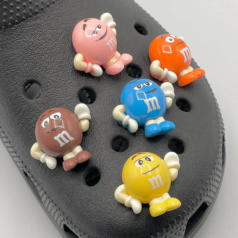 Top Trends: Cute Cartoon Character Charm Pins For Crocs Child's Clogs Funny Letter M Bean Candy Croc Jeans DIY Shoe Decoration Accessories Shoppable Styles - Image 4