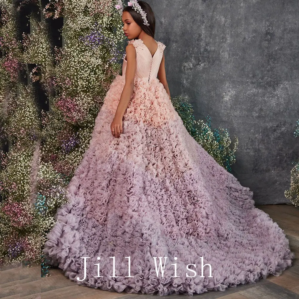 Top Trends: Jill Wish Luxury Elegant Flower Girl Dress Beads Dubai Princess Gown For Kids Wedding Birthday Party Quinceanera Communion J182 Shoppable Styles