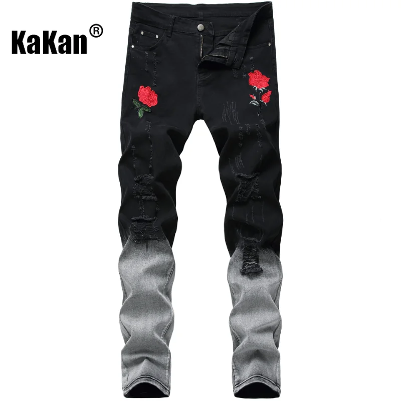 Top Trends: Kakan - European And American New Black Feet Jeans For Men, Original Design Rose Hole Long Jeans K21-1855 Shoppable Styles