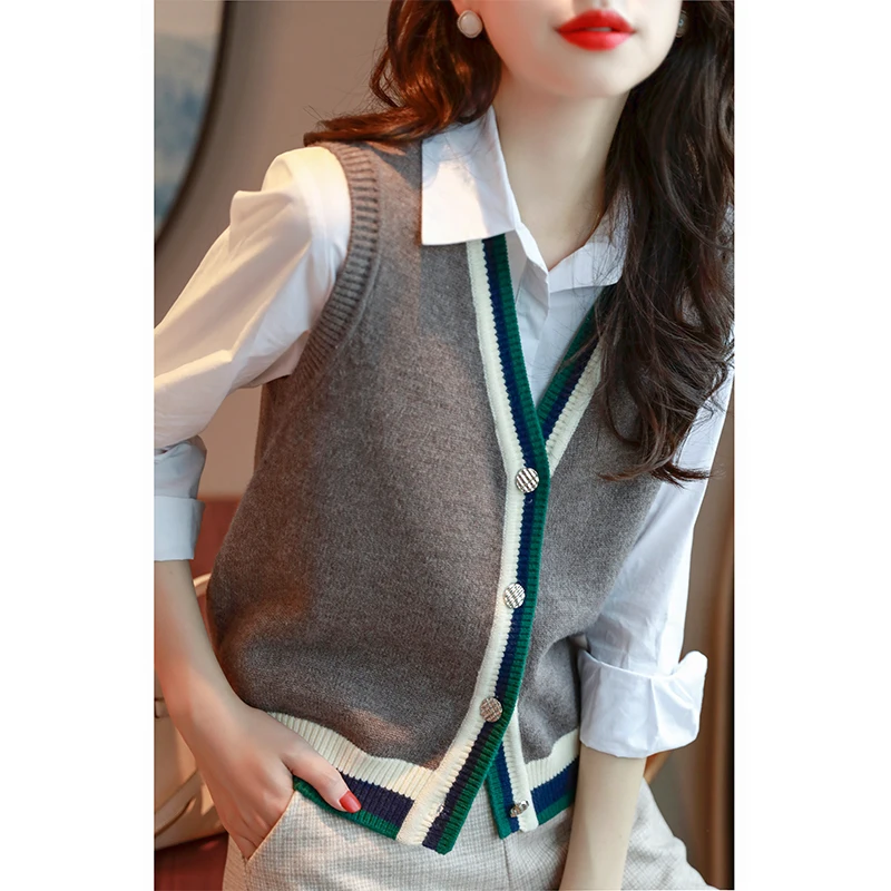 Top Trends: Cardigan Sweater Vest 2022 Cashmere Vest Warm Knit Vest Women&#039;s Loose Sleeveless Cashmere Sweater Shoppable Styles