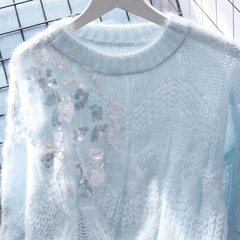 Top Trends: Autumn Winter Y2K Sequin Fashion Harajuku Sweaters Lady All Match Casual Tops Women Knitwear Female Clothes Long Sleeve Pullover Shoppable Styles - Image 6