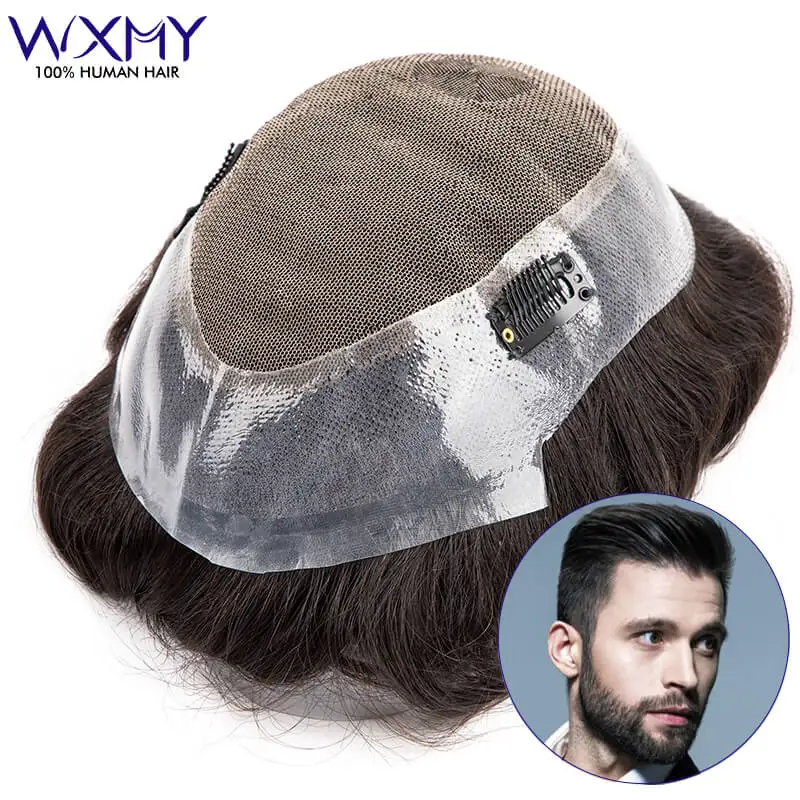 Top Trends: Australia Base Male Hair Prosthesis Clip-On Men's Wigs Unit Toupee Men Capillary Replacement System 100% Natural Human Hair Wigs Shoppable Styles