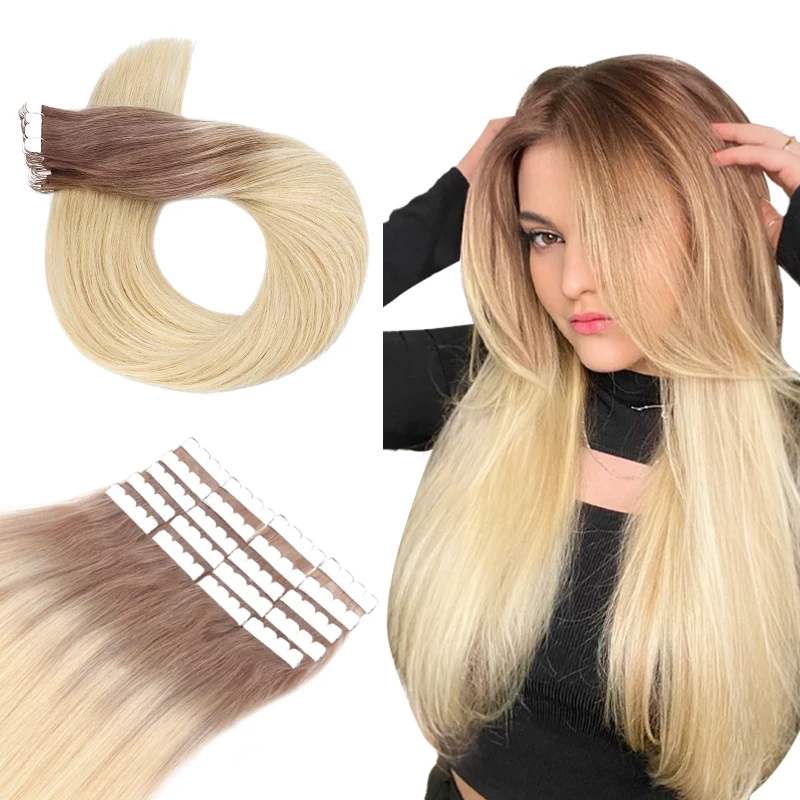 Top Trends: AW Tape In Human Hair Extensions Real Human Hair NoneRemy Straight Natural Seamless Invisible Skin Weft Adhesive Hair Extension Shoppable Styles