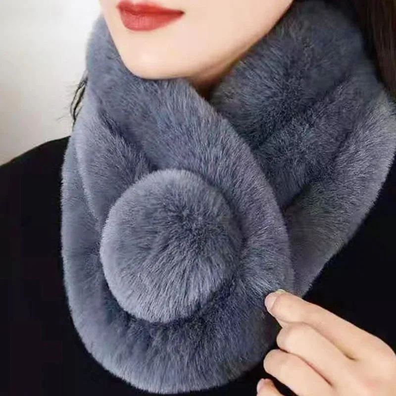 Top Trends: 2022 New Rabbit Fur Scarf Women Winter Warm Soft Furry Scarves Casual Female Lady Outdoor Neck Warmer Collar Shoppable Styles