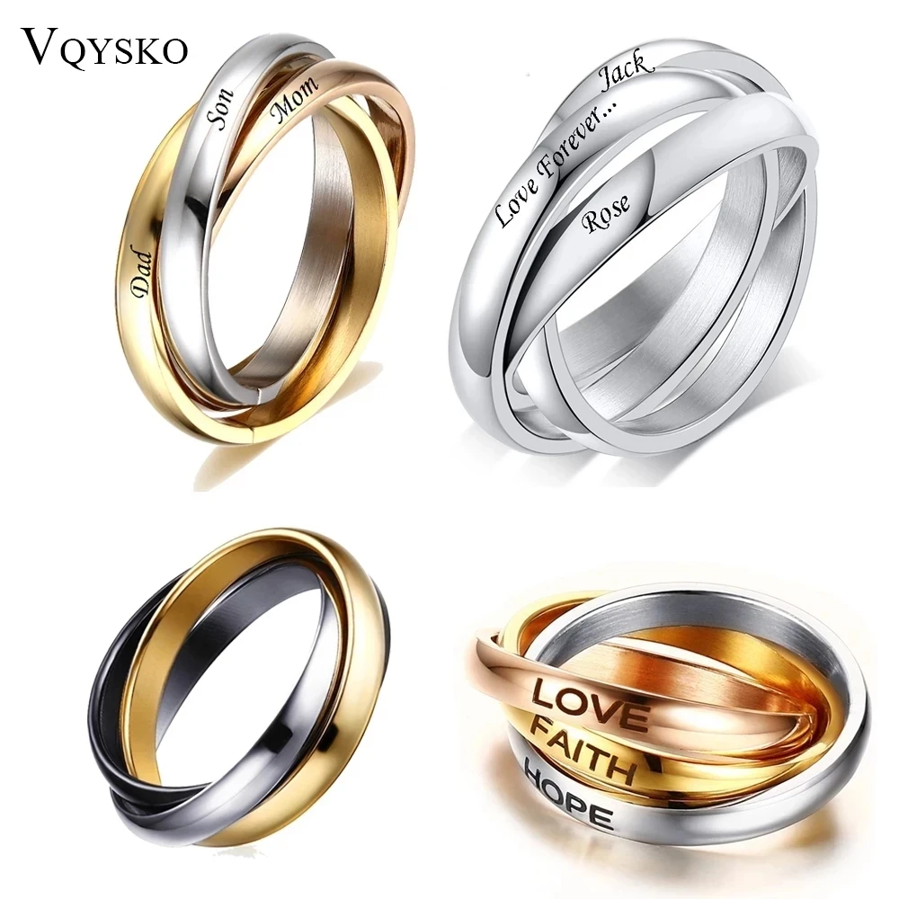 Top Trends: Customize Jewelry 3 Finger Ring Sets For Women Stainless Steel Wedding Engagement Ring Personalized Wholesale Shoppable Styles