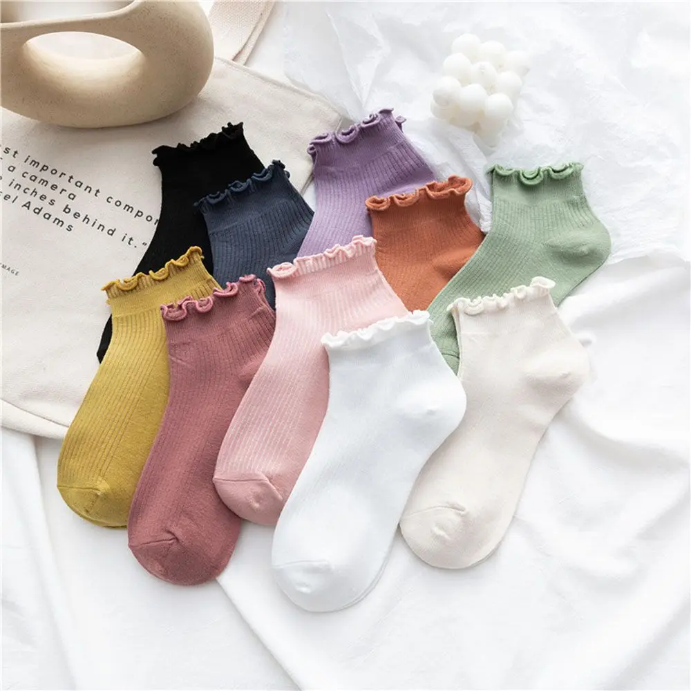 Top Trends: Breathable Cotton Spring Summer Casual Ankle Short Boat Socks Women&#039;s Socks Frilly Ruffle Socks Shoppable Styles