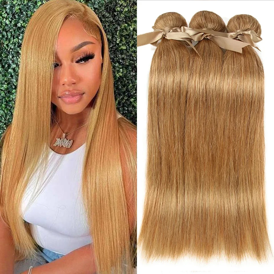 Top Trends: Rebecca Honey Blonde 27 Color Mink Brazilian Natural Remy Straight Hair Weave Bundles 8 To 26 Inches Hair Extension Shoppable Styles