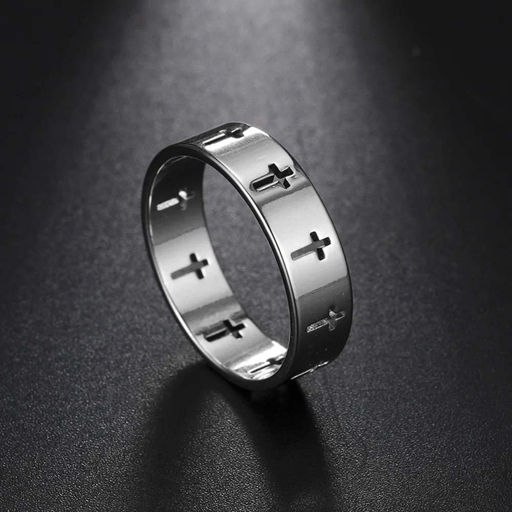 Top Trends: COOLTIME Gothic Cross Couple Rings Stainless Steel Jesus Cross Finger Ring For Men Women 2024 Fashion Punk Jewelry Wedding Gift Shoppable Styles