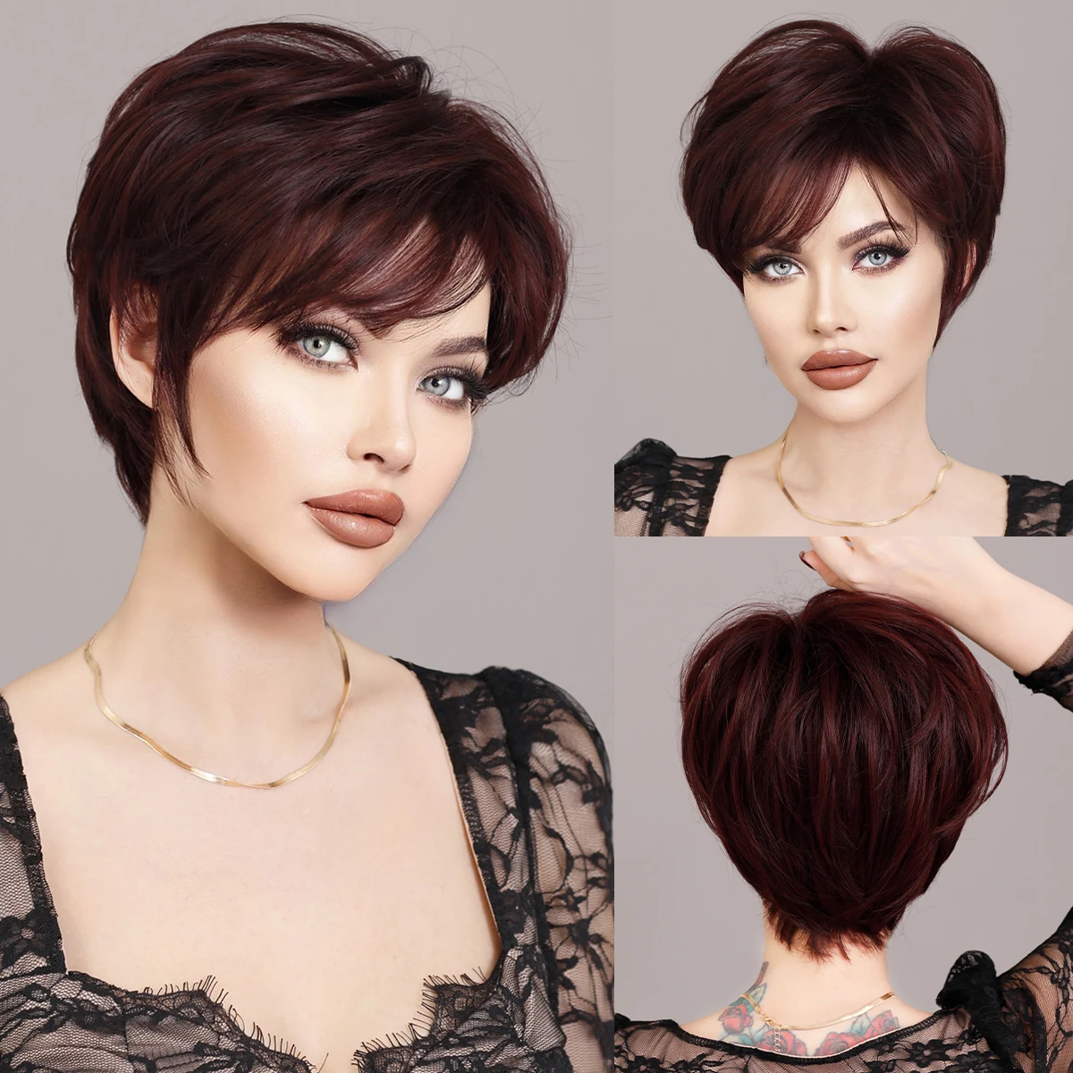 Top Trends: NAMM Synthetic Wine Red Bob Wig For Women Daily Party New Trend Natural Lavender Wigs With Bangs Ombre Bob Heat Resistant Fiber Shoppable Styles