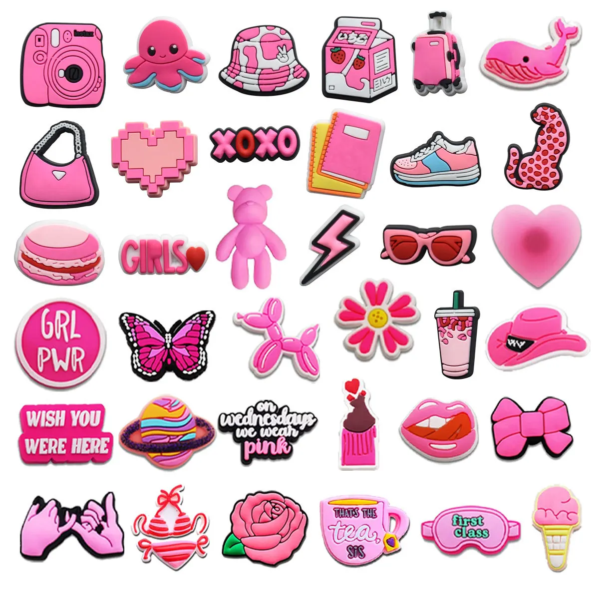 Top Trends: Hot Sale 1pcs PVC Charms Shoe For Crocs Accessories Pink Bear Poodle Badge Women Sandals Buckle Kids Pins Girl Decoration Jeans Shoppable Styles