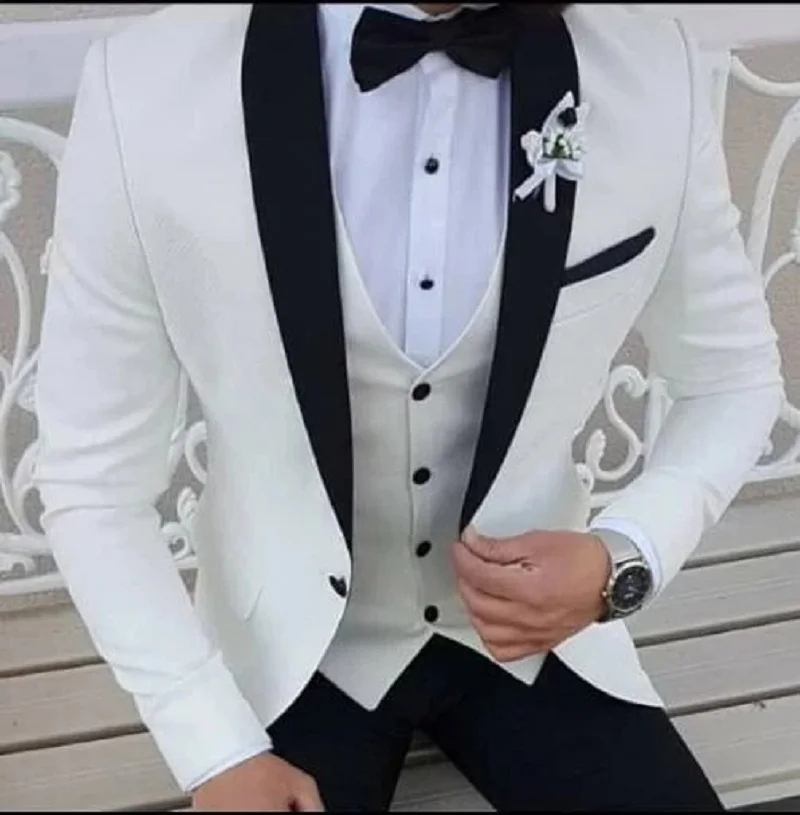 Top Trends: 2023 Latest Coat Pant Designs White Men Suit Black Shawl Lapel Formal Tuxedos Wedding Suit For Men Prom Party Dress With Pants Shoppable Styles