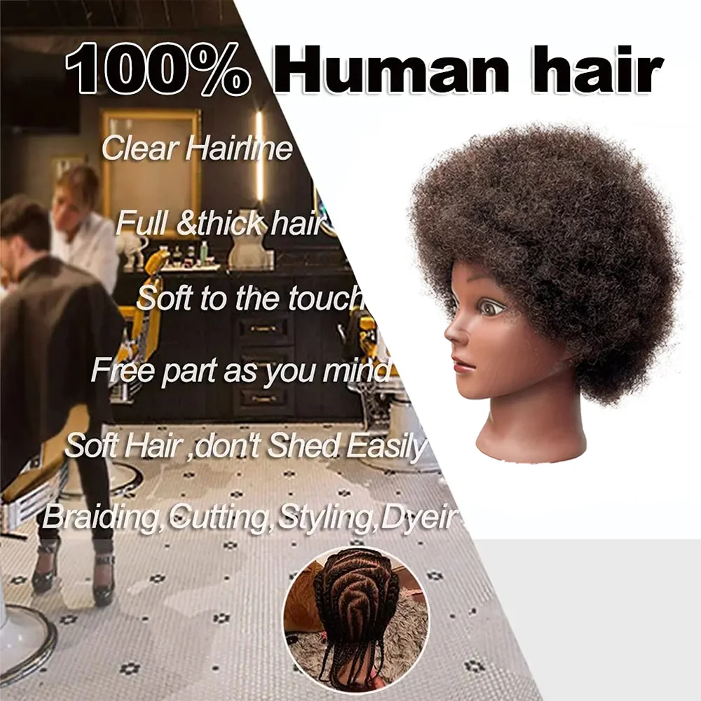 Top Trends: Afro Mannequin Head 100% Real Hair Traininghead Styling Head Braid Hair Dolls Head For Practicing Cornrows And Braids 6inches Shoppable Styles - Image 5