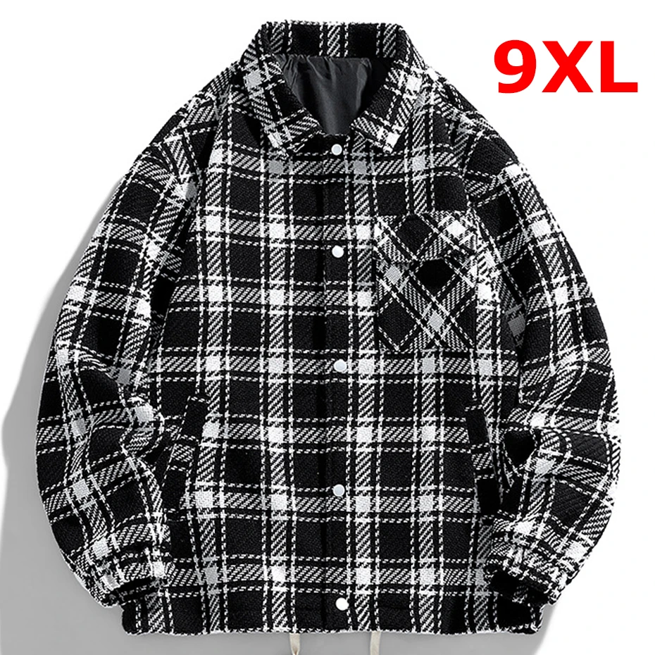 Top Trends: Plaid Jacket Men Plus Size 8XL 9XL Jacket Coat Spring Autumn Plaid Coat Male Fashion Casual Button Jackets Outerwear Shoppable Styles