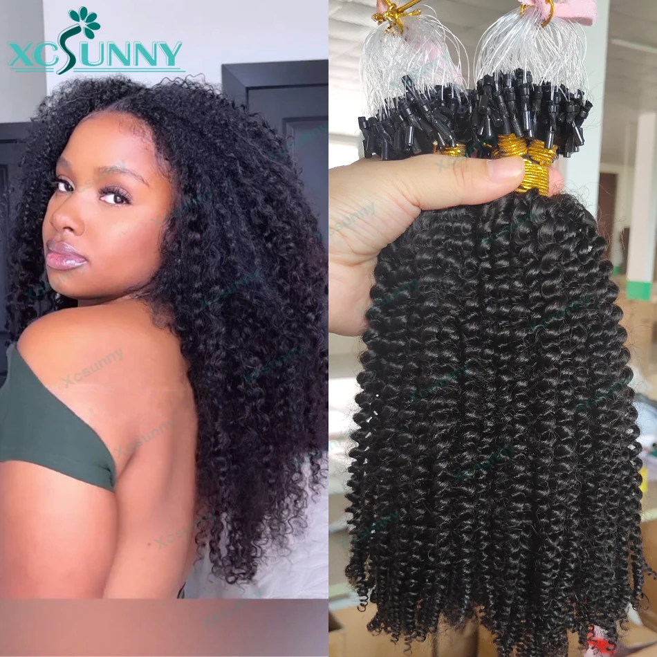 Top Trends: Kinky Curly Microlinks Hair Extensions Double Drawn Burmese Micro Loop Ring Human Hair Extensions Curly For Black Women Shoppable Styles