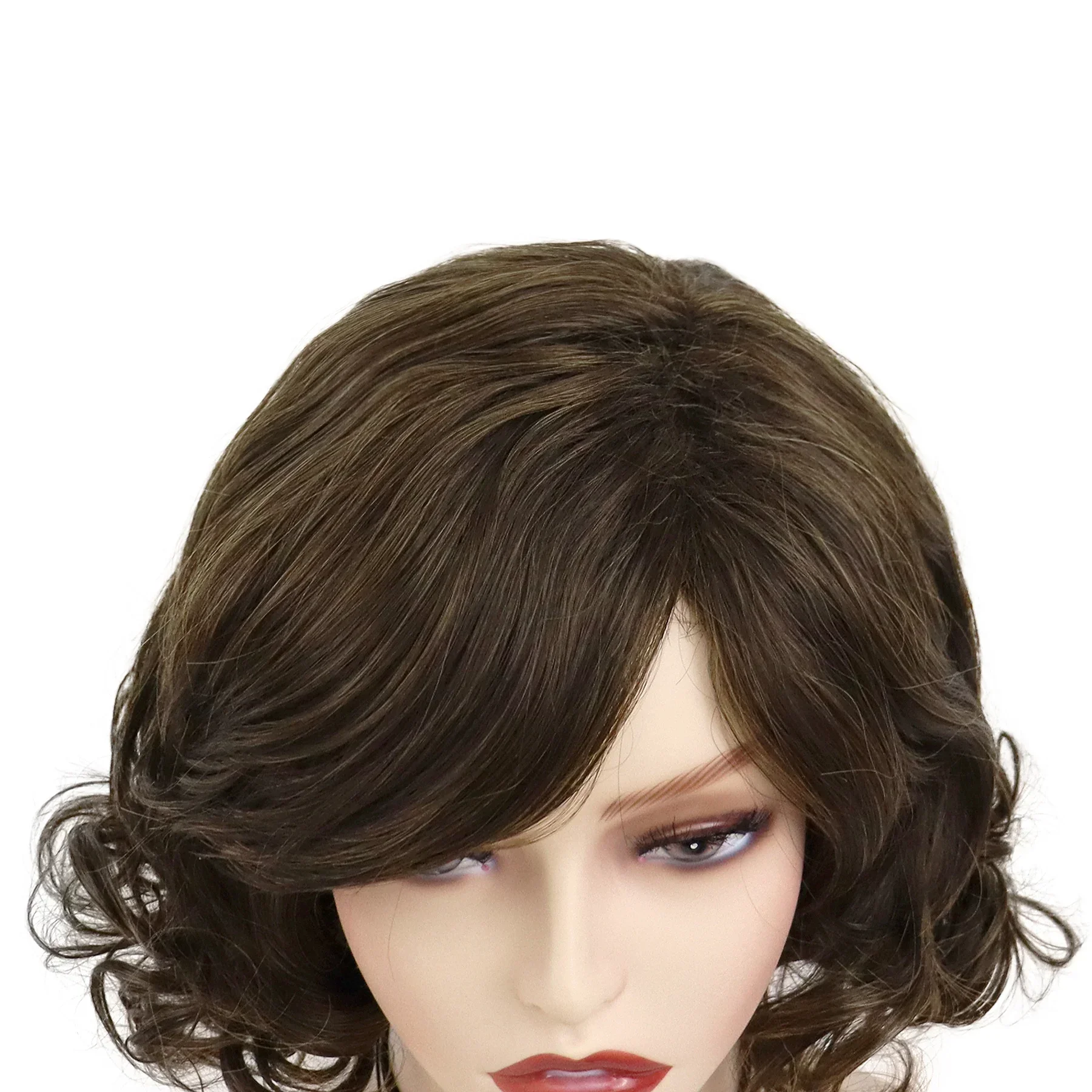 Top Trends: GNIMEGIL Synthetic Hair Women's Short Curly Wig With Bangs Natural Dark Brown Bob Wig Fluffy Elegant Daily Cosplay Mommy Wigs Shoppable Styles - Image 5