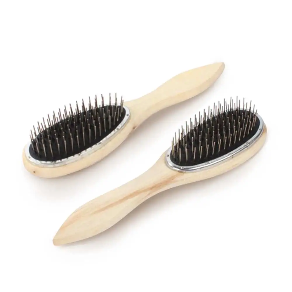 Top Trends: Wooden Handle Detangling Hair Brush Hair Wig Styling Steel Combs Wide-toothed Round Head Massage Brush Barber Metal Comb Shoppable Styles