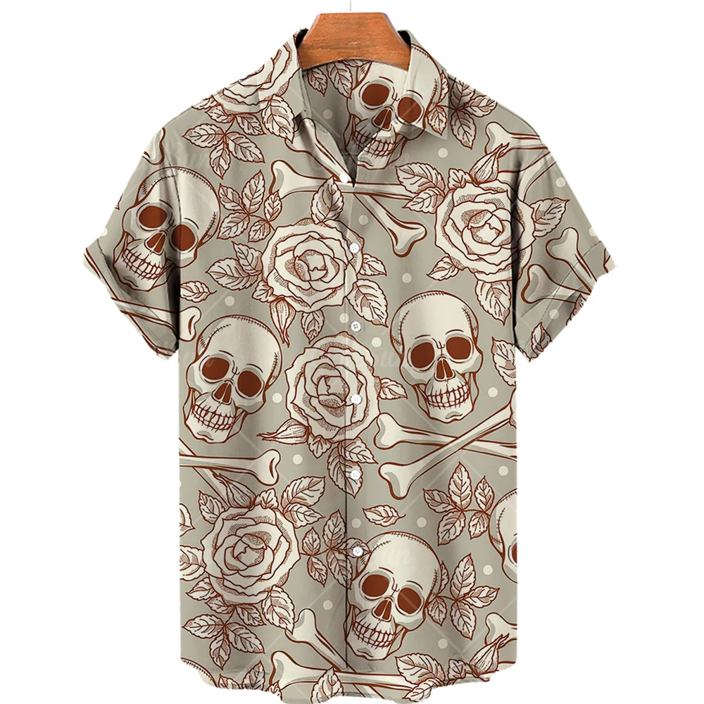 Top Trends: Men's Short Sleeve Hawaiian Shirt One Button Shirt 3D Skull Print Casual Breathable Beach Shirt Plus Size 5XL Shoppable Styles