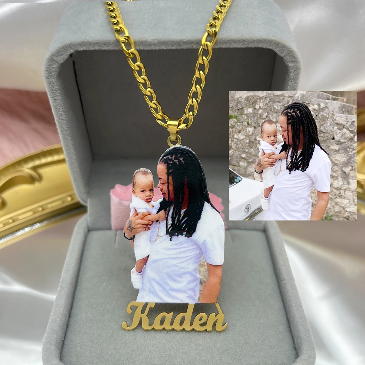 Top Trends: Custom Name Photo Necklace Children&#039;s Photo Necklace Stainless Steel Colorful Picture Necklace For Family Commemorate Gift Shoppable Styles