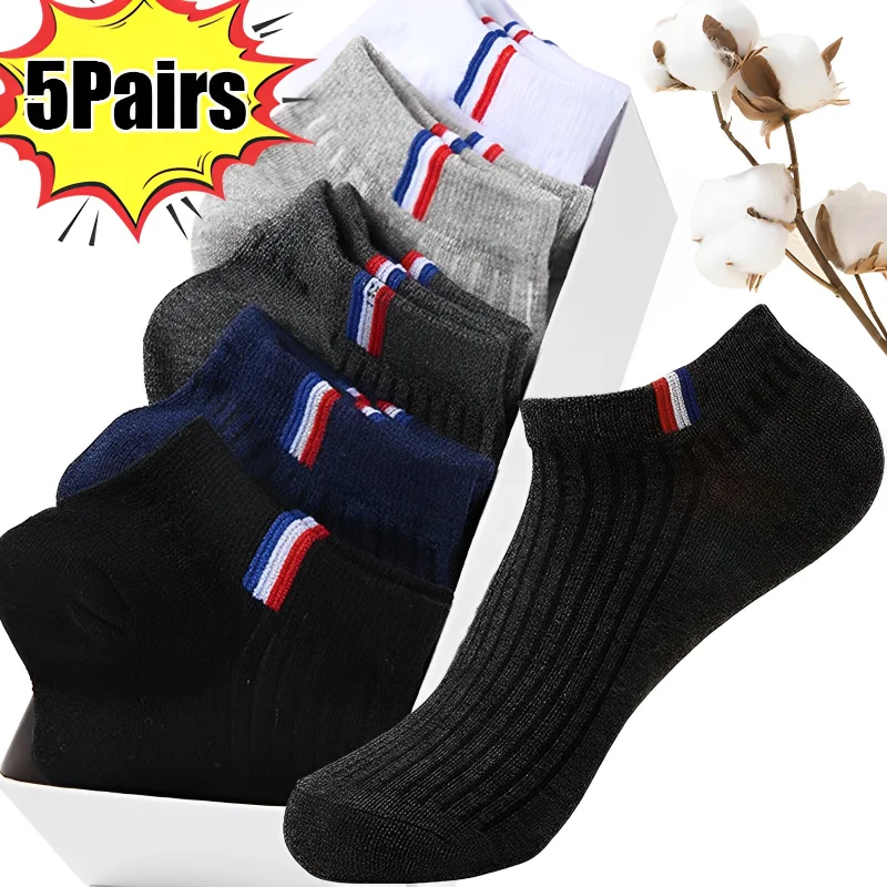 Top Trends: 1 / 5Pairs Socks For Men No Show Ankle Low Cut Summer Man Short Thin White Black Crew Spring Sport Cotton Breathable Mesh Sock Shoppable Styles