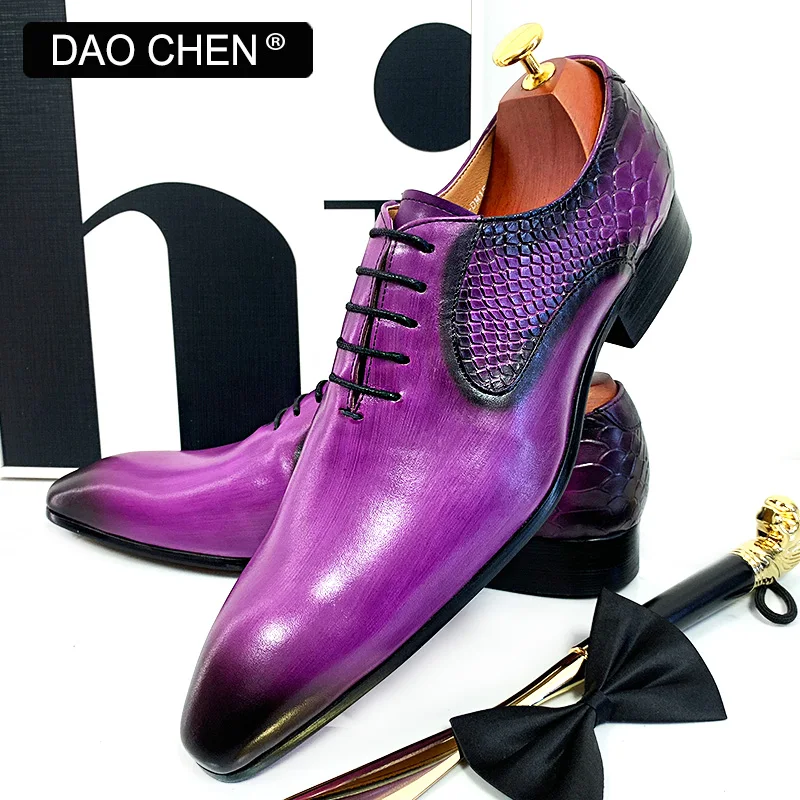 Top Trends: LUXURY DESIGN MEN OXFORD SHOES PURPLE BLACK SNAKE SKIN PRINTS MENS DRESS SHOES LACE UP POINTED TOE POLISH REAL LEATHER SHOES MEN Shoppable Styles