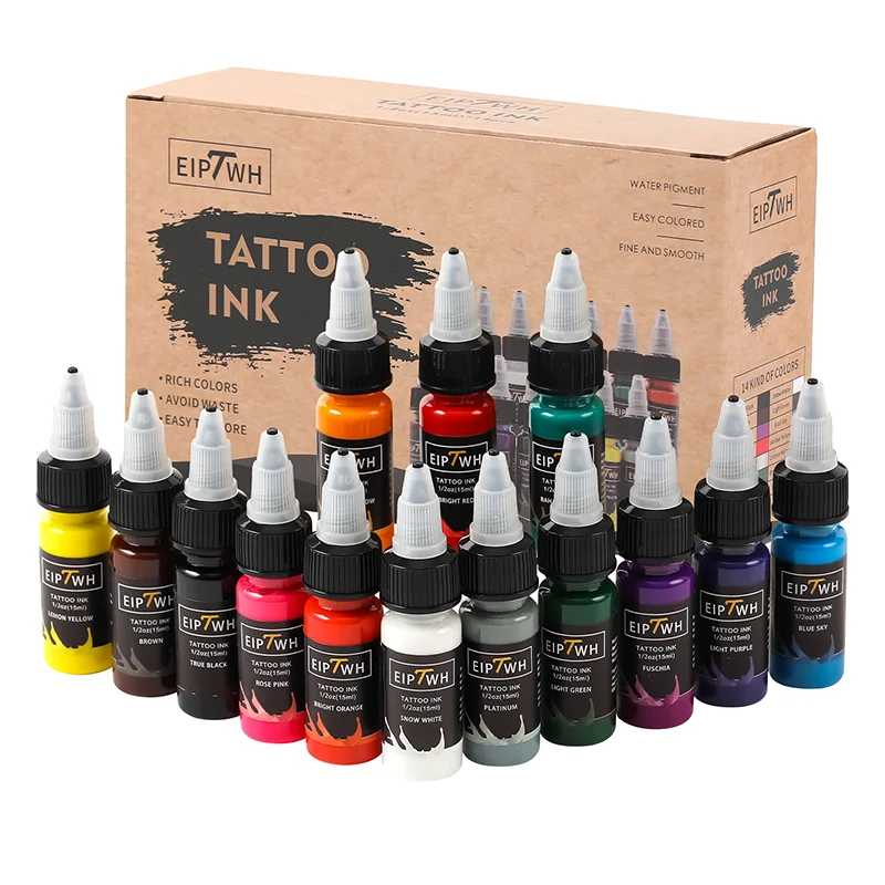 Top Trends: 15ml 14colors Tattoo Ink Pigment With Box Body Art Tattoo Kits Professional Beauty Paints Makeup Tattoo Supplies Semi-permanent Shoppable Styles