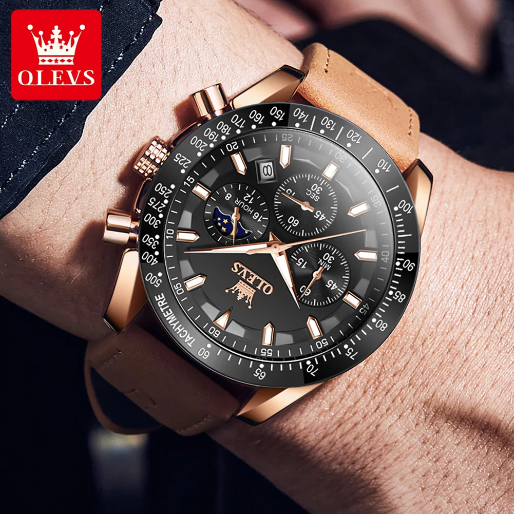 Top Trends: OLEVS Top Brand Watches For Men Casual Original Quartz Wristwatch Waterproof Luminous Chronograph Fashion Business Watch Date Shoppable Styles - Image 4