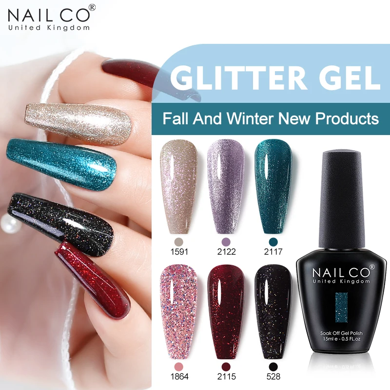 Top Trends: NAILCO Glitter Reflective Series Gel Nail Polish Nails Art Semi Permanent Varnish Sparkling Winter Color Nail Gel UV Lamp 15ML Shoppable Styles