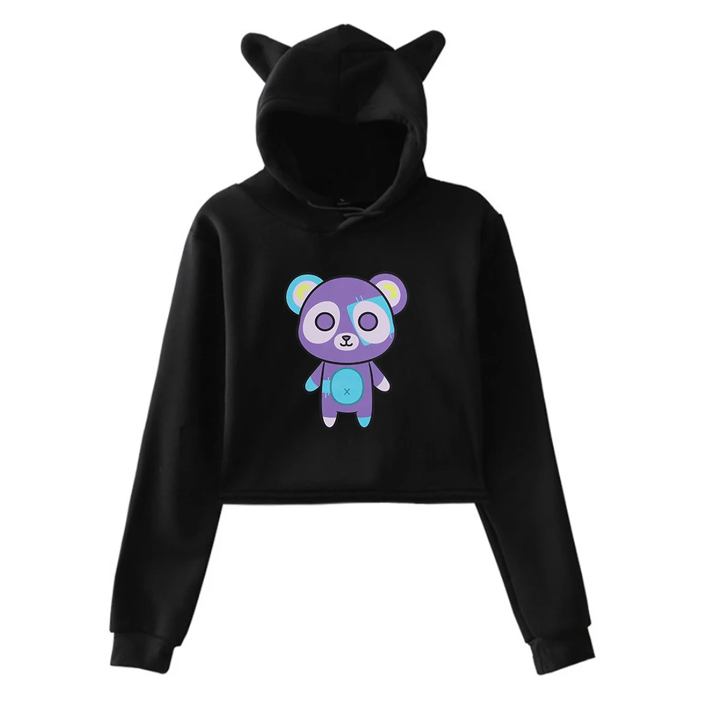 Top Trends: ItsFunneh Krew District Merch Pullover Cat Ears Hoodie Long Sleeve Sweatshirts Female Crop Top Women's Clothes Shoppable Styles