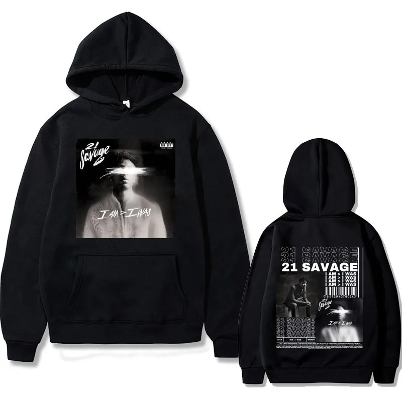 Top Trends: Rapper 21 Savage I Am I Was Music Album Graphics Hoodie Men Hip Hop Vintage Oversized Sweatshirts Male Fleece Hoodies Streetwear Shoppable Styles