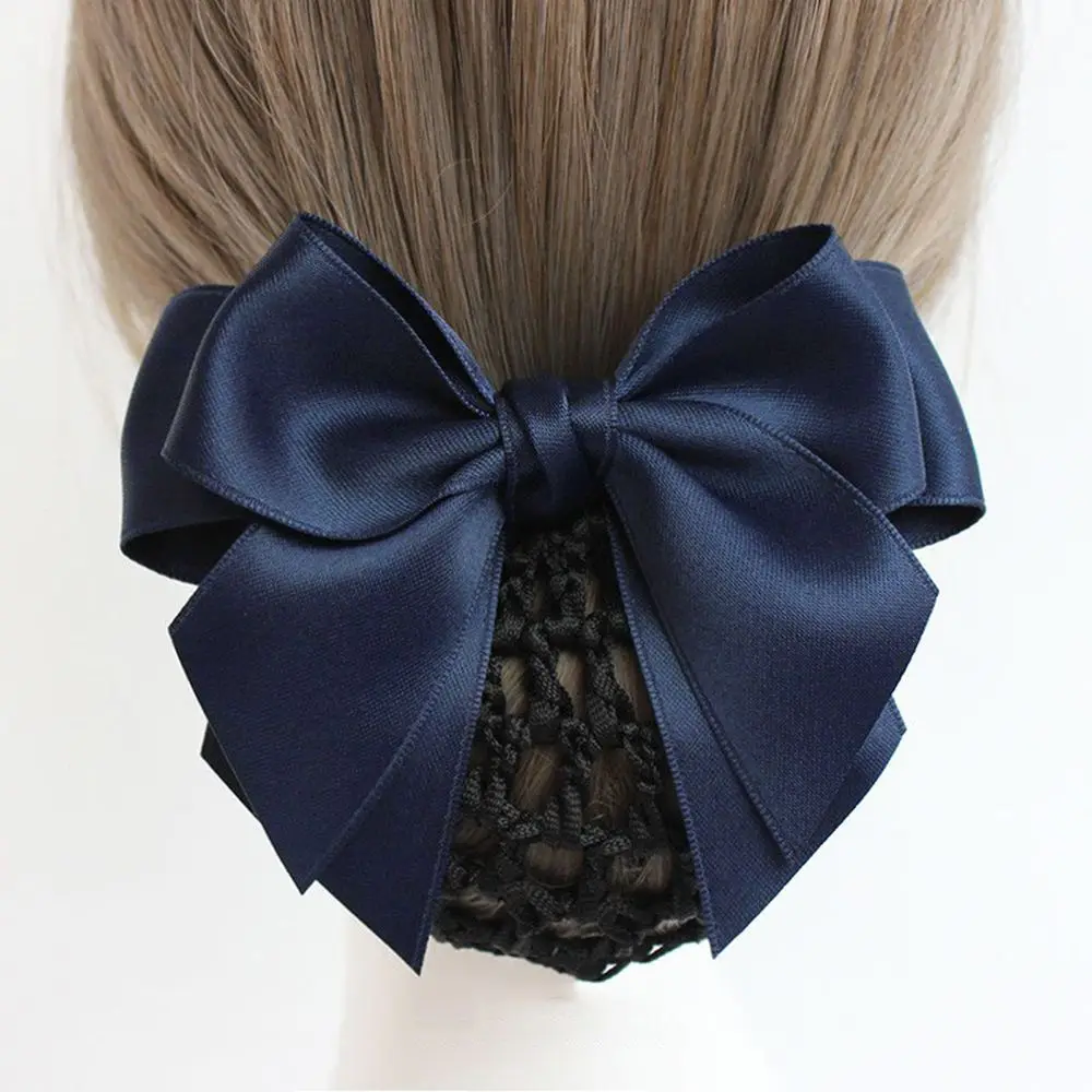 Top Trends: Korean Satin Bow Hairclip With Net Bun Ribbon Hair Bun Cover Headwear Hair Accessories Bowknot Snood Women Hairgrips Shoppable Styles - Image 3